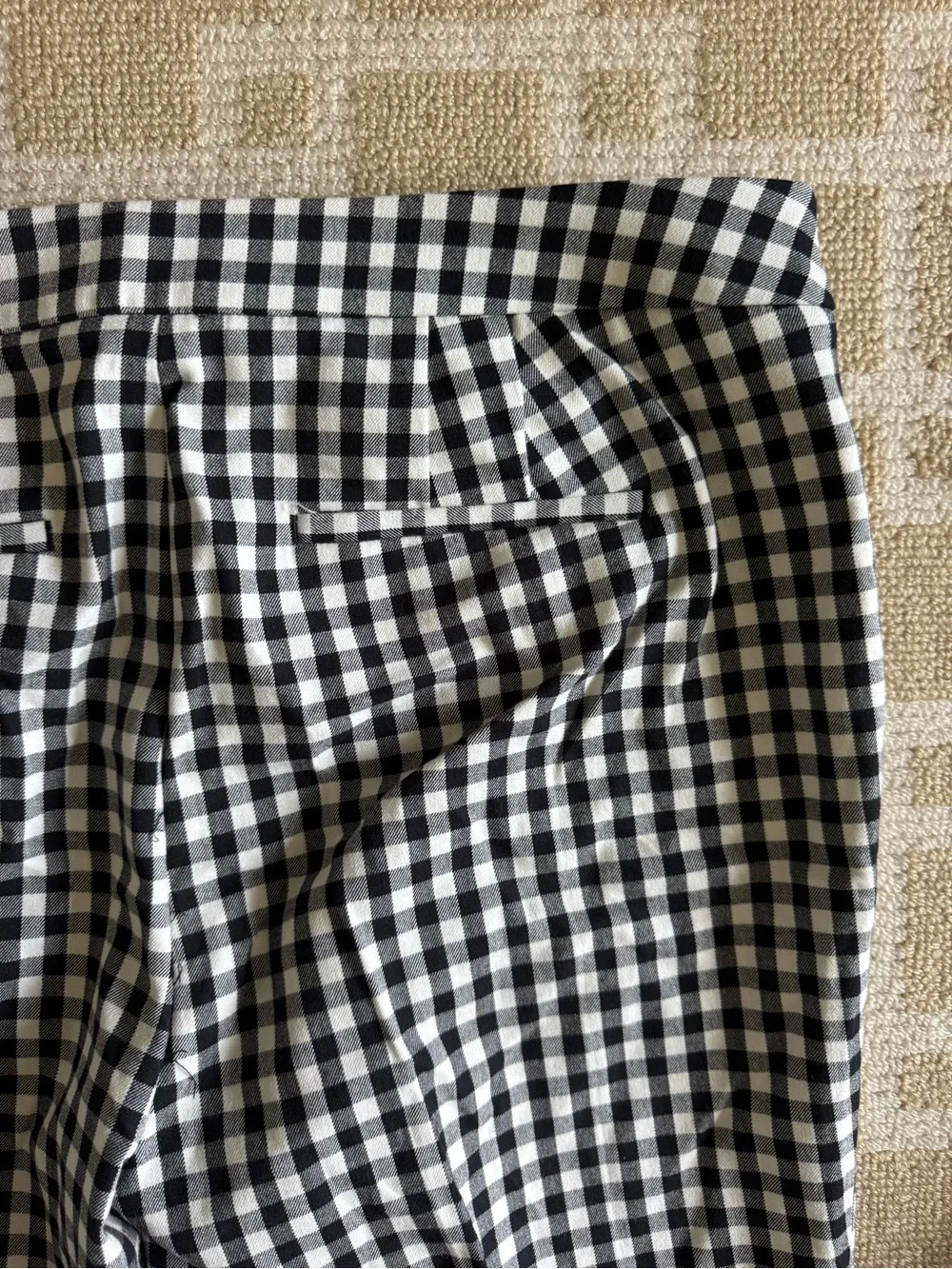 Talbots Chatham Ankle Stretch Pants Black White Gingham Check Size 10